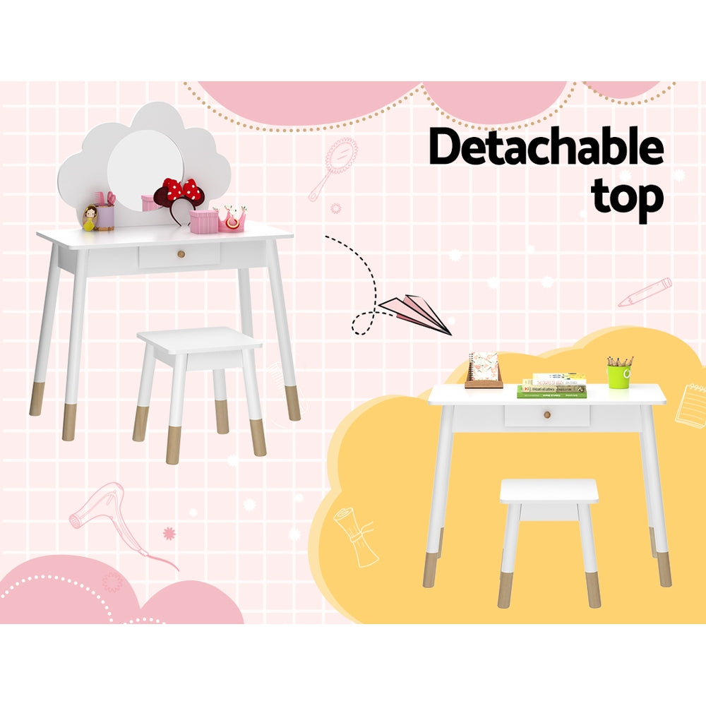 Kid's Dressers, Cupboards & Wardrobes: Keezi Kids Dressing Table Chair Set Vanity Makeup Wooden Leg Mirror Drawer