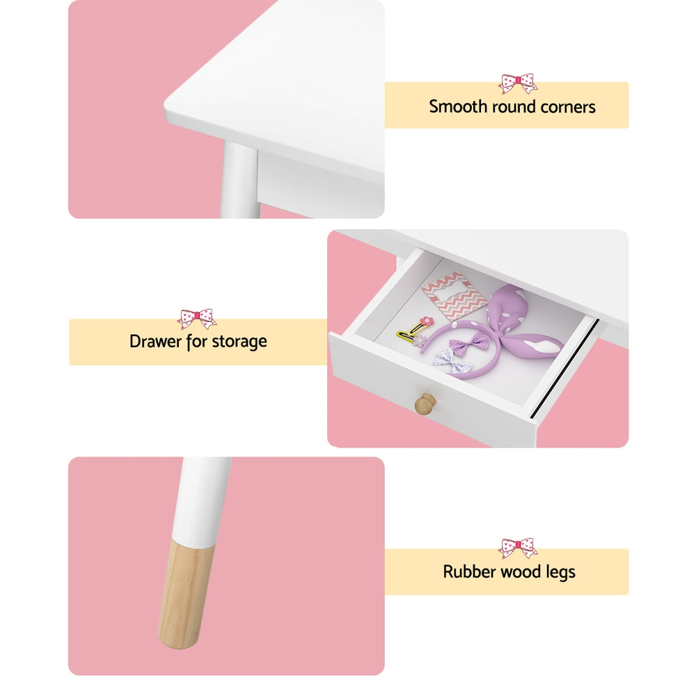 Kid's Dressers, Cupboards & Wardrobes: Keezi Kids Dressing Table Chair Set Vanity Makeup Wooden Leg Mirror Drawer