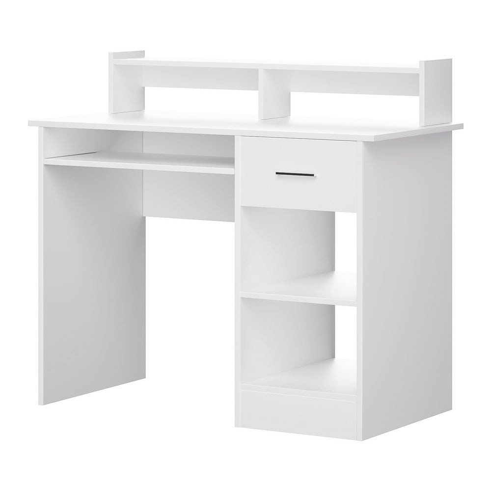 Desks: Artiss Computer Desk Shelf Drawer Cabinet White 100CM