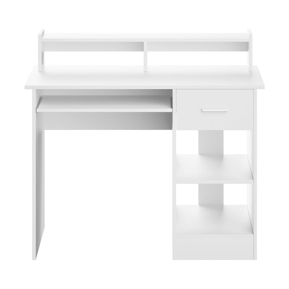Desks: Artiss Computer Desk Shelf Drawer Cabinet White 100CM