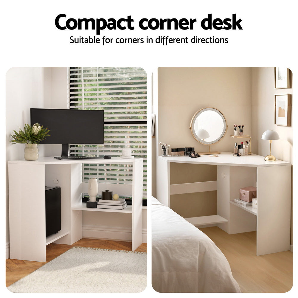 Desks: Artiss Corner Computer Desk Shelves CPU Stand L-shape Home Office Workstation Desks