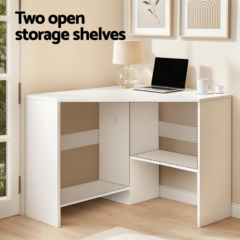 Desks: Artiss Corner Computer Desk Shelves CPU Stand L-shape Home Office Workstation Desks