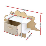 Kid's Bookcases & Shelves: Keezi Dinosaur Kids Bookshelf 2-Tier Children's Bookcase Wooden with with Fabric Drawer, Toddler Bookshelf Toy Storage Organizer for Preschool, Kids Room, Playroom, Nursery
