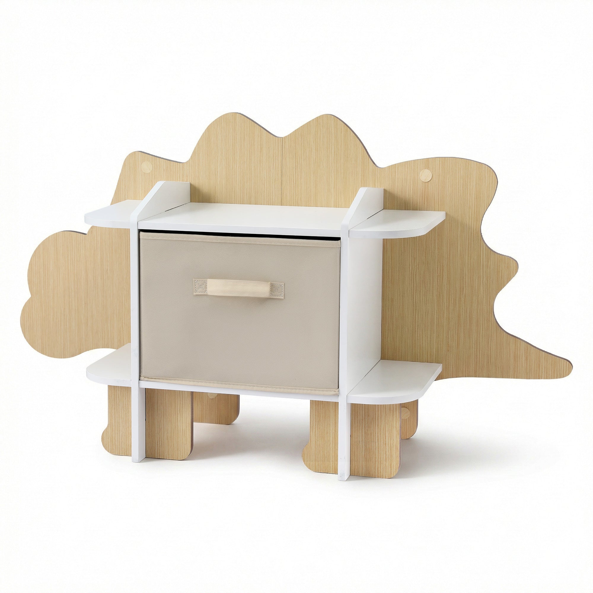 Kid's Bookcases & Shelves: Keezi Dinosaur Kids Bookshelf 2-Tier Children's Bookcase Wooden with with Fabric Drawer, Toddler Bookshelf Toy Storage Organizer for Preschool, Kids Room, Playroom, Nursery