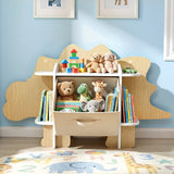 Kid's Bookcases & Shelves: Keezi Dinosaur Kids Bookshelf 2-Tier Children's Bookcase Wooden with with Fabric Drawer, Toddler Bookshelf Toy Storage Organizer for Preschool, Kids Room, Playroom, Nursery