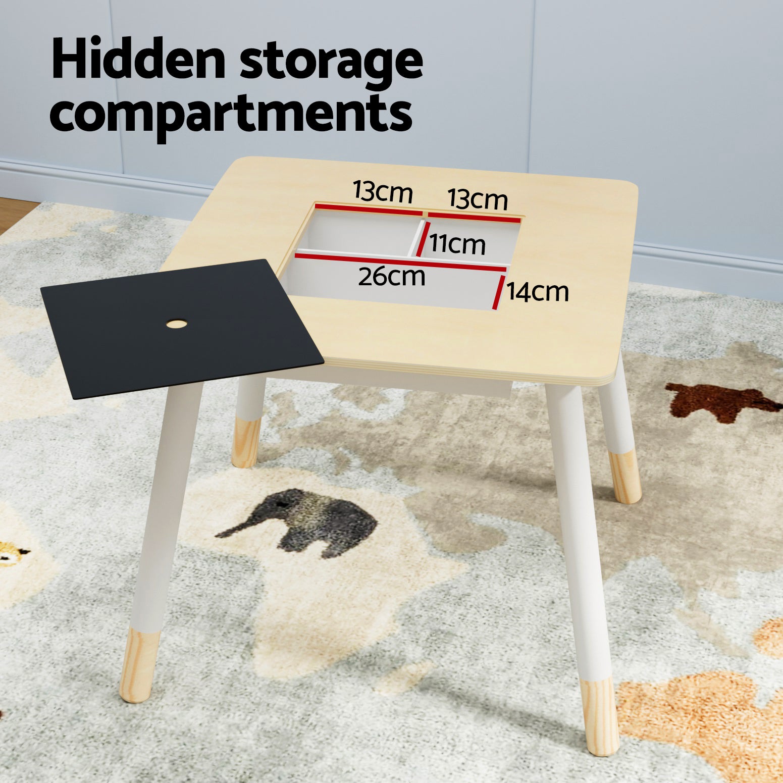 Pretend Play: Keezi 3PCS Kids Table and Chairs Set Activity Desk Chalkboard Toy Hidden Storage