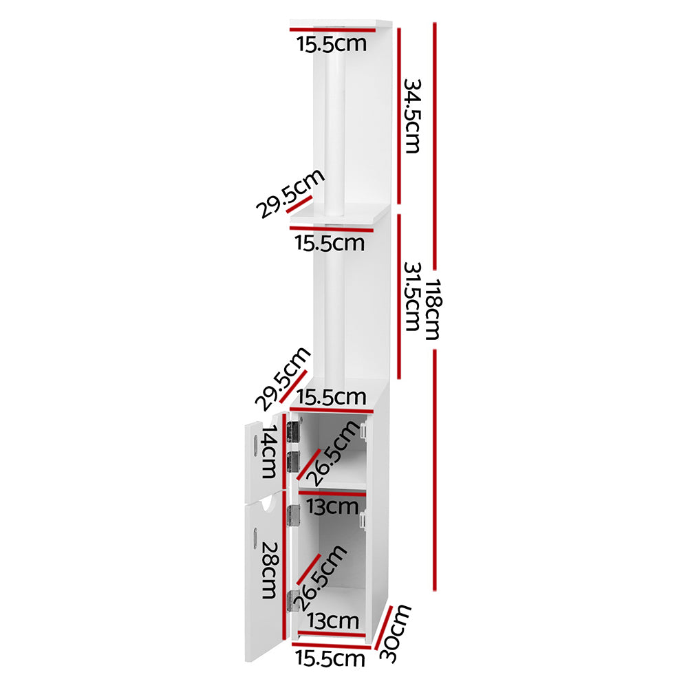 Bathroom Cabinets, Cupboards & Storage: Artiss Bathroom Cabinet Storage 118cm Shelf White