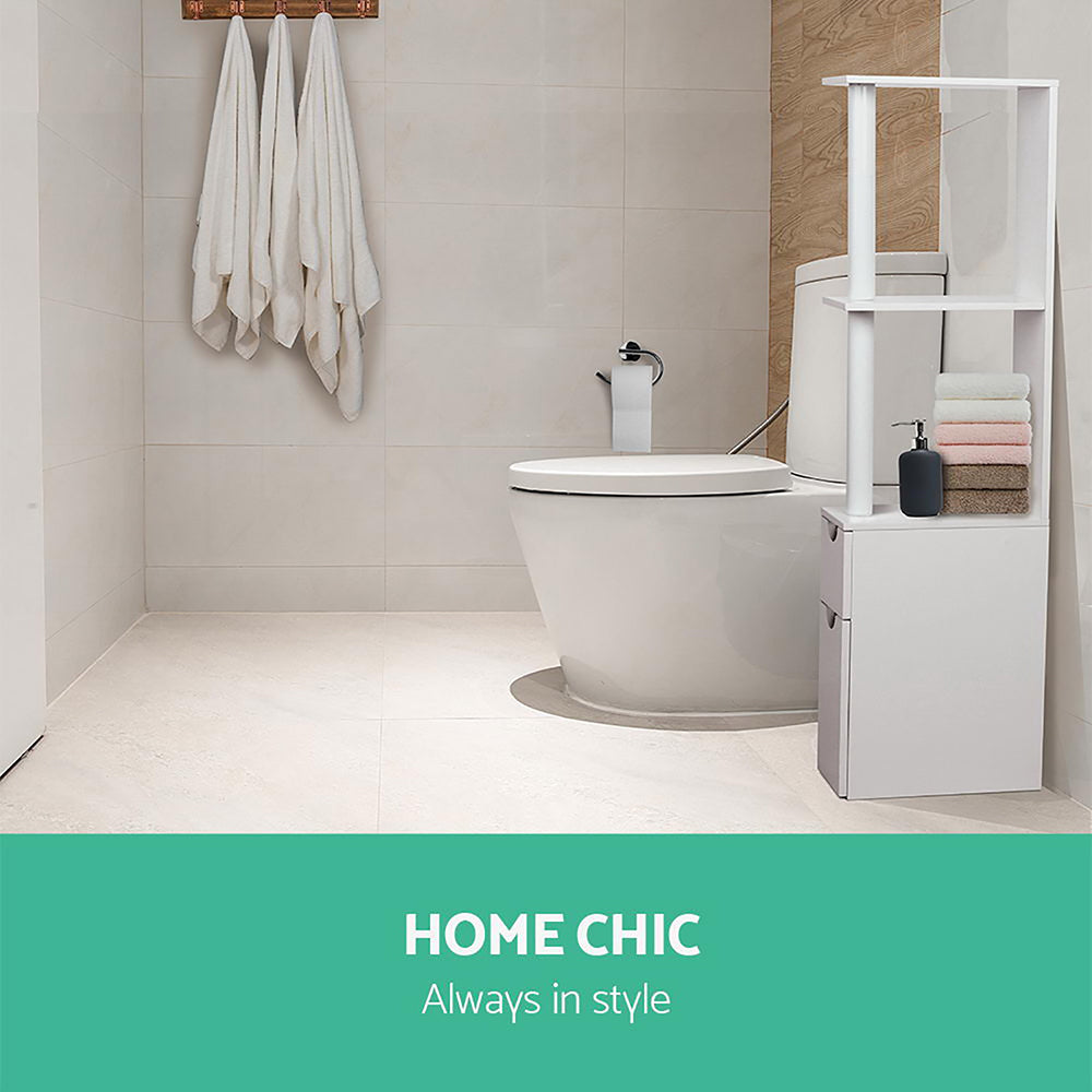 Bathroom Cabinets, Cupboards & Storage: Artiss Bathroom Cabinet Storage 118cm Shelf White