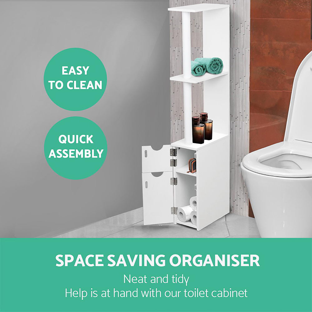 Bathroom Cabinets, Cupboards & Storage: Artiss Bathroom Cabinet Storage 118cm Shelf White