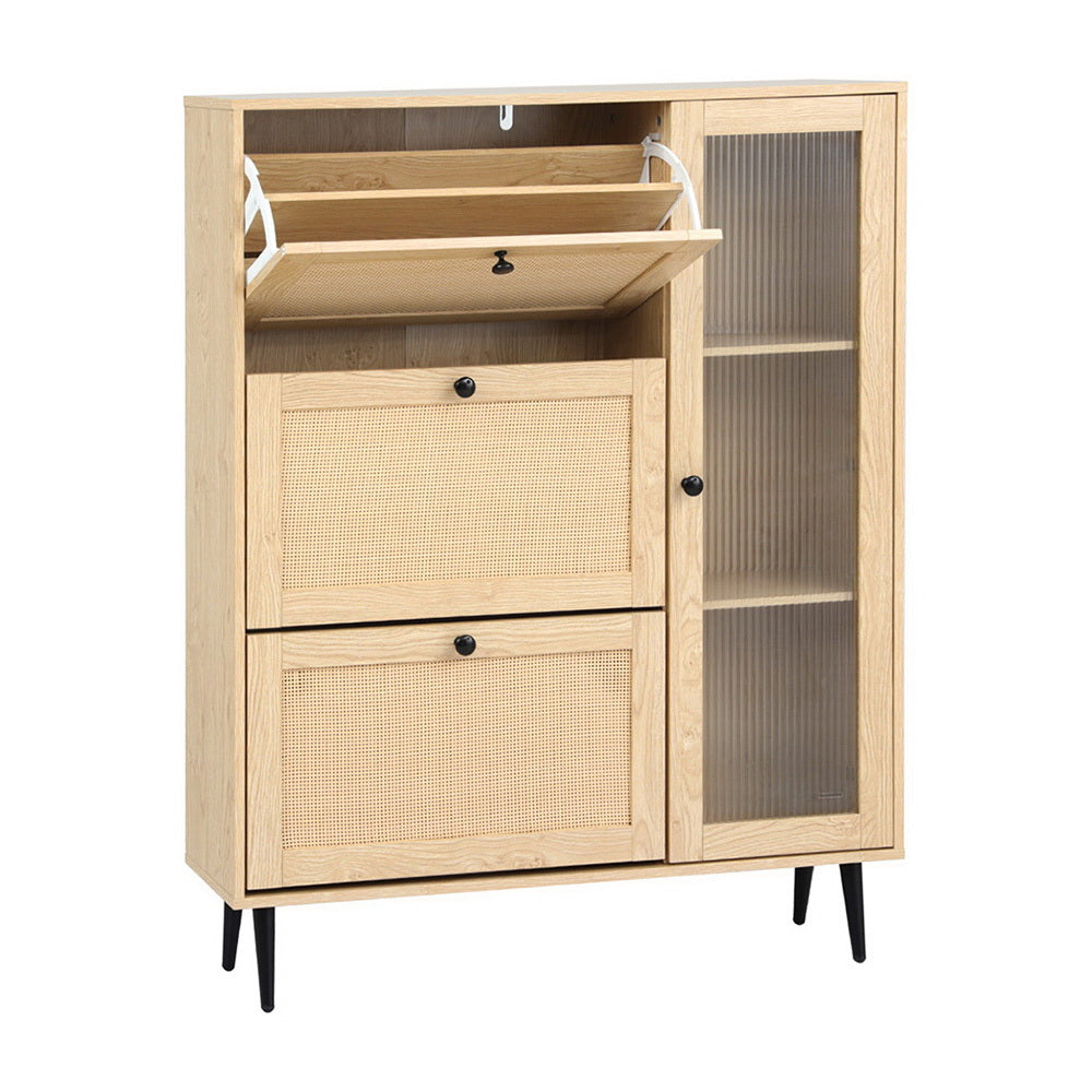 Shoe Storage: Artiss Shoe Rack Cabinet 3 Flip-out Drawers Pine