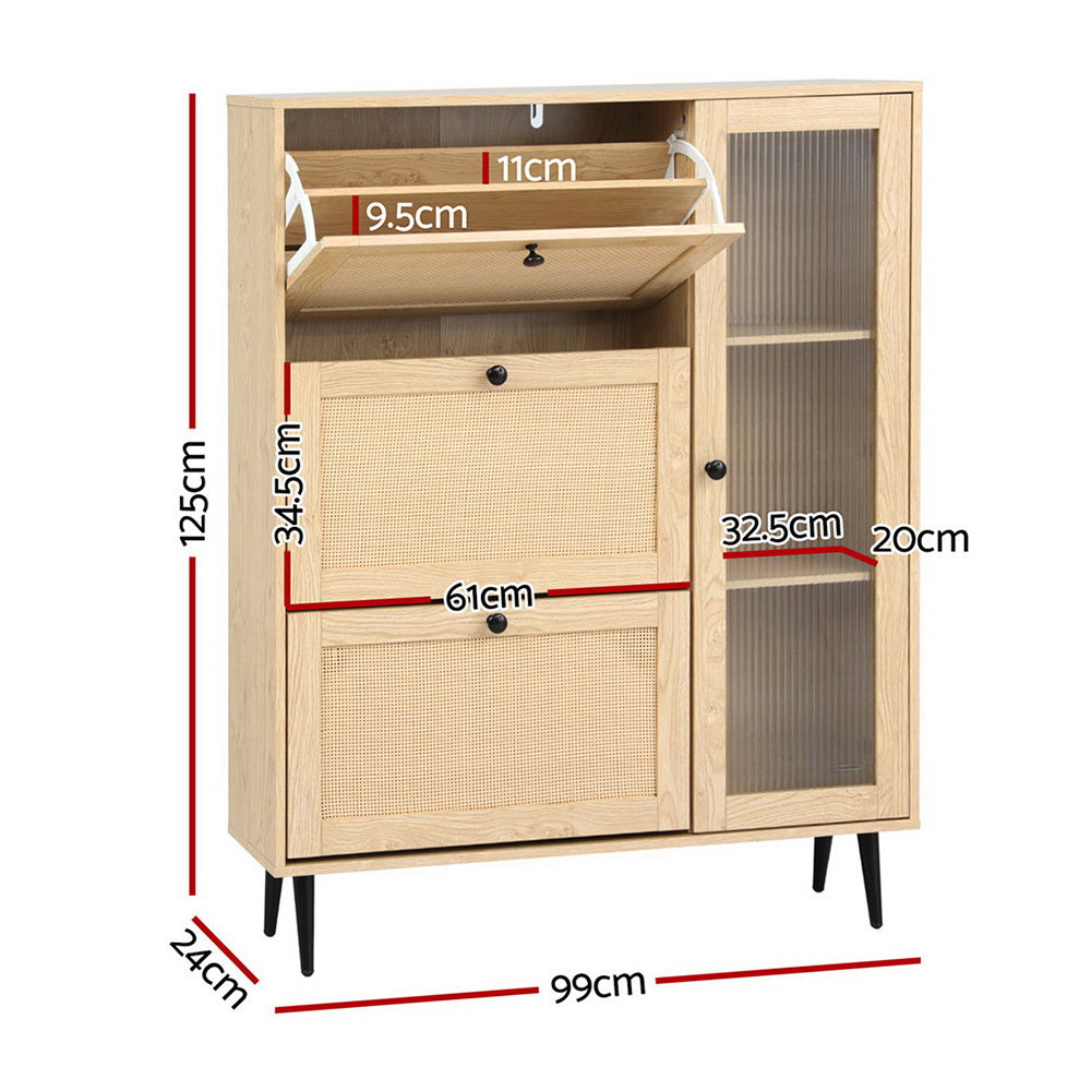 Shoe Storage: Artiss Shoe Rack Cabinet 3 Flip-out Drawers Pine