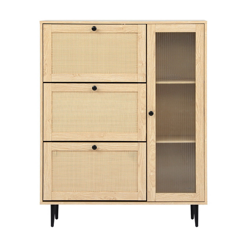 Shoe Storage: Artiss Shoe Rack Cabinet 3 Flip-out Drawers Pine