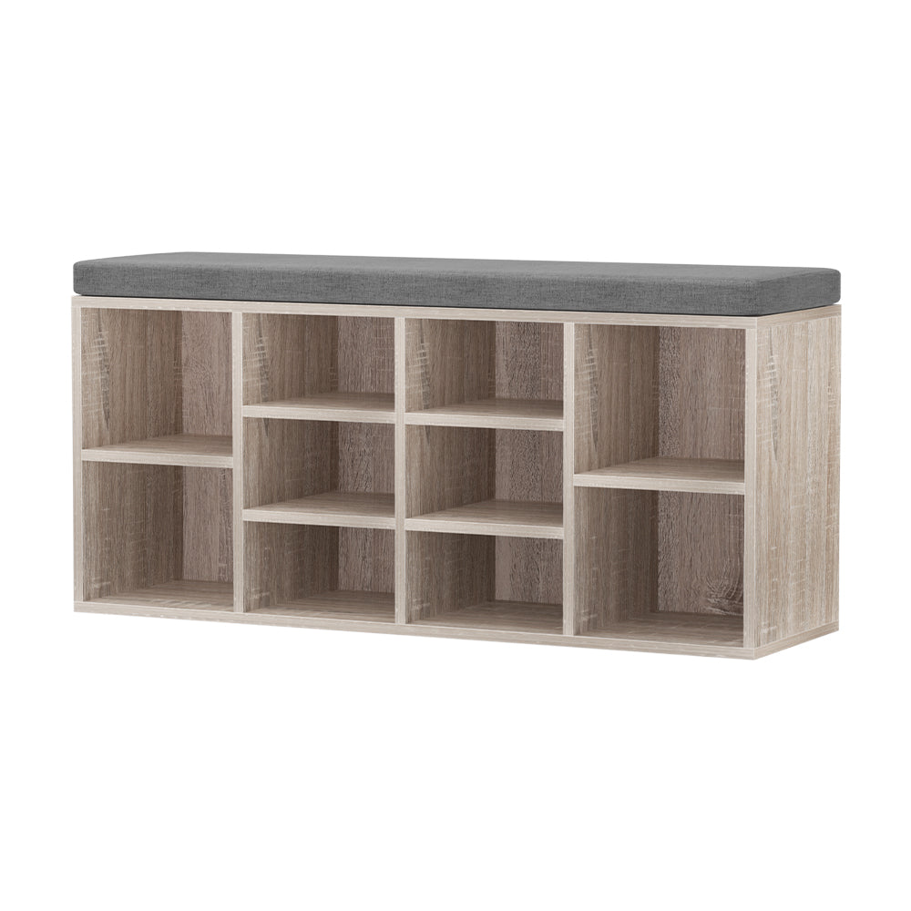 Shoe Storage: Artiss Shoe Rack Cabinet Shoe Bench Fabric Seat Pine BOA