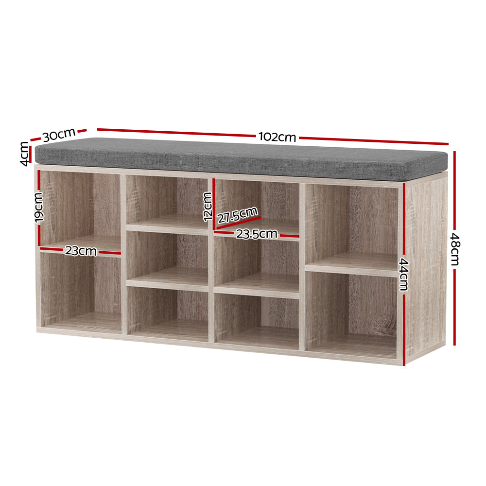 Shoe Storage: Artiss Shoe Rack Cabinet Shoe Bench Fabric Seat Pine BOA