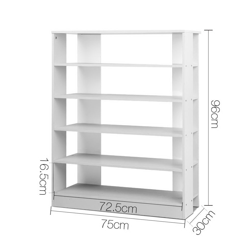 Shoe Storage: Artiss Shoe Rack Cabinet 30 Pairs 6-Tier Shelf White