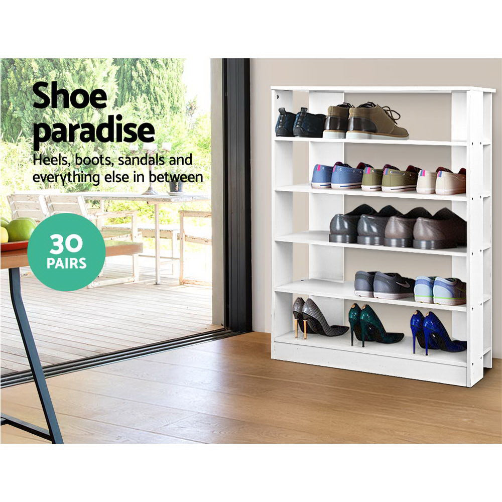 Shoe Storage: Artiss Shoe Rack Cabinet 30 Pairs 6-Tier Shelf White