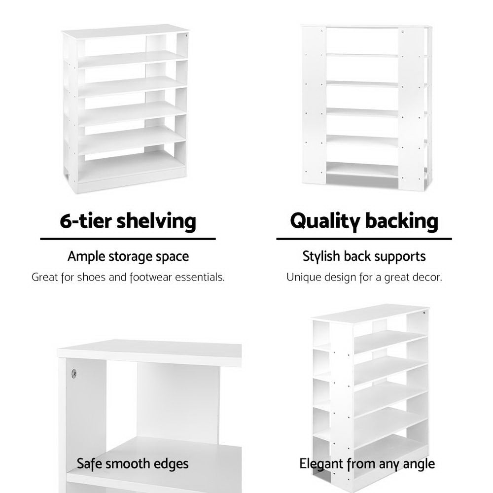 Shoe Storage: Artiss Shoe Rack Cabinet 30 Pairs 6-Tier Shelf White