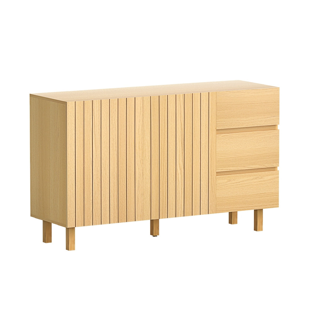 Buffets & Sideboards: 130cm Artiss Buffet Sideboard Cupboard Cabinet Pantry Storage Drawer Pine