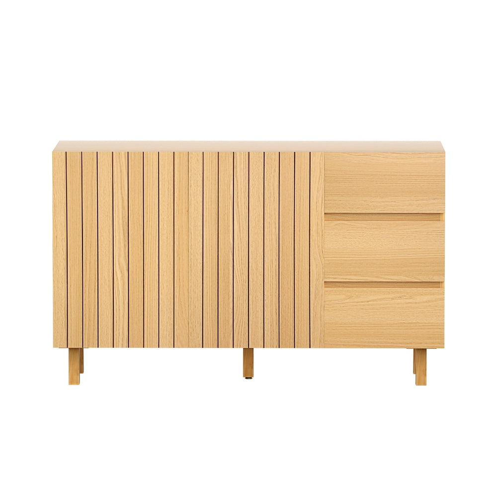 Buffets & Sideboards: 130cm Artiss Buffet Sideboard Cupboard Cabinet Pantry Storage Drawer Pine