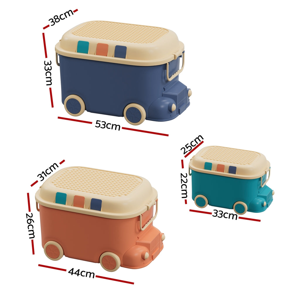 Toy Boxes: Keezi 3PCS Toy Storage Box Cute Car Toy Container Kids Toys Organiser Snack Boxes