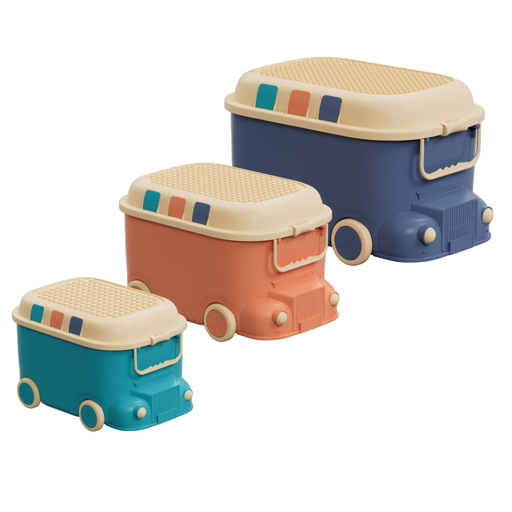Toy Boxes: Keezi 3PCS Toy Storage Box Cute Car Toy Container Kids Toys Organiser Snack Boxes