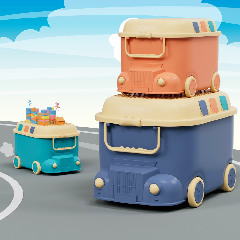Toy Boxes: Keezi 3PCS Toy Storage Box Cute Car Toy Container Kids Toys Organiser Snack Boxes