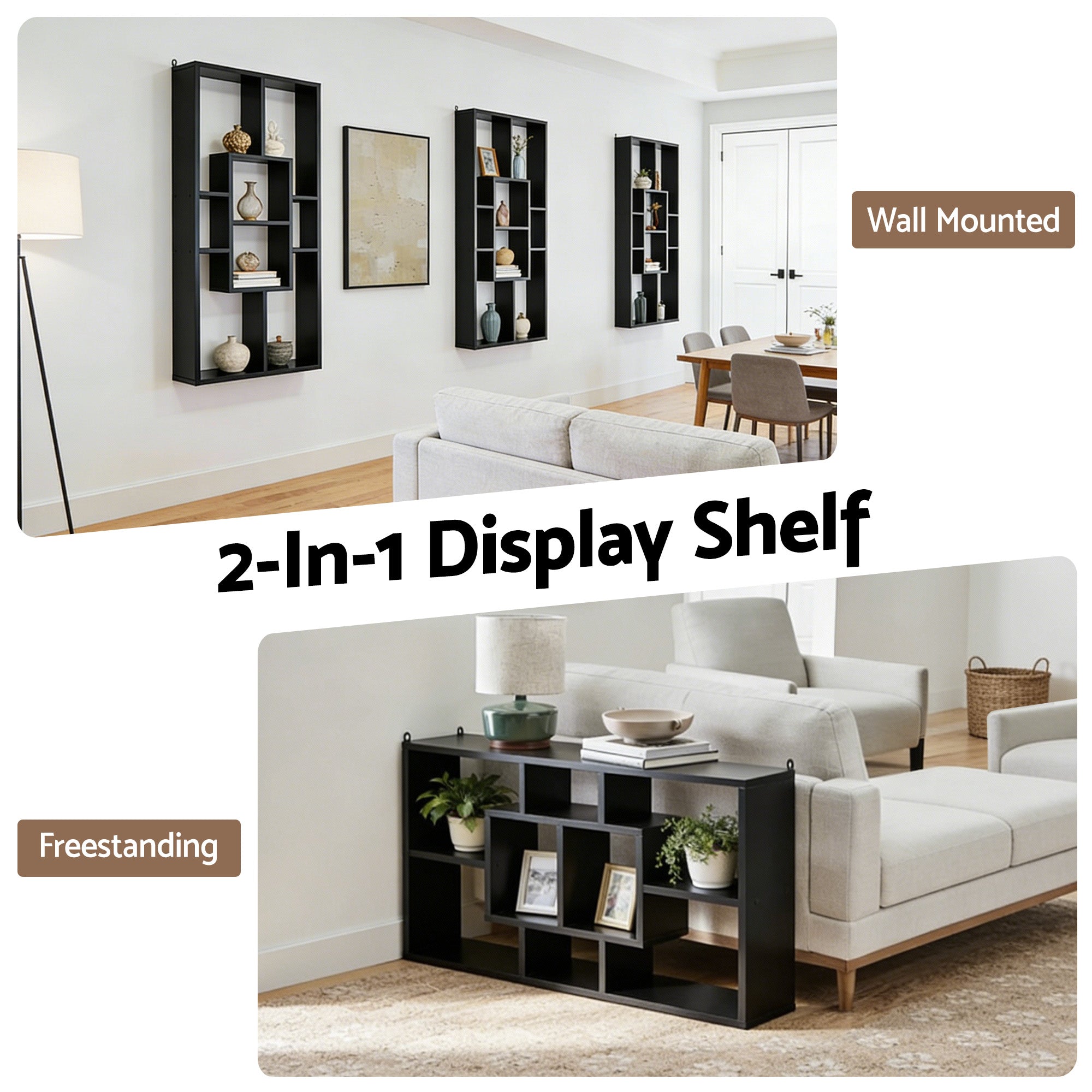 Artiss Floating Wall Shelves Bookshelf Black