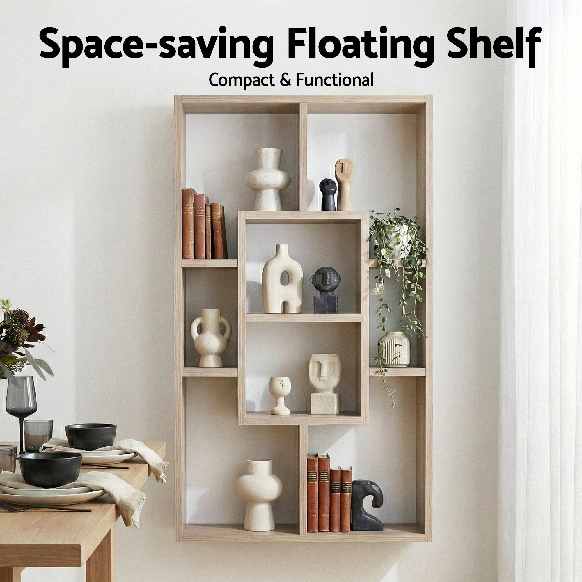 Bookcases & Shelves: Artiss Floating Wall Shelves Bookshelf Wood