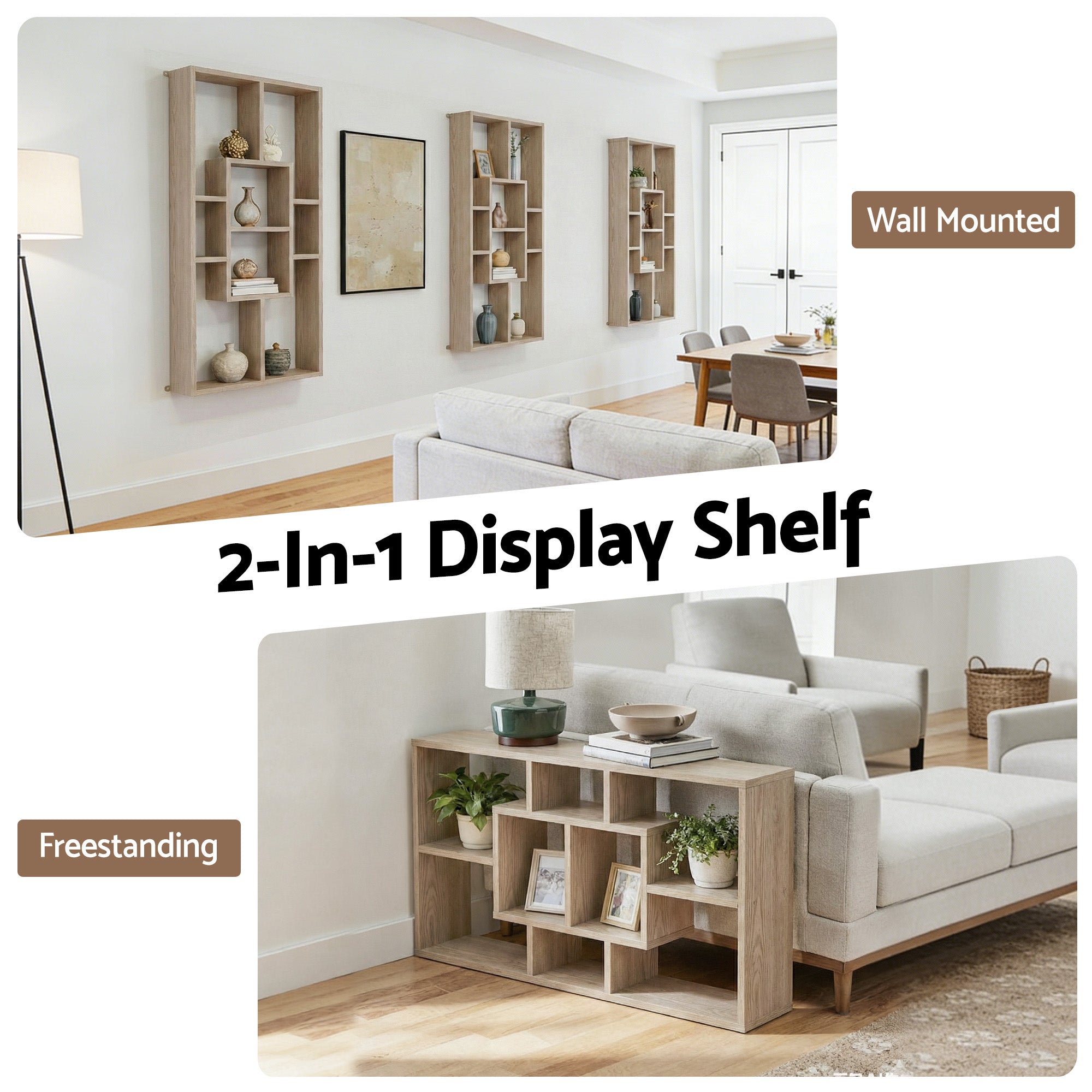 Bookcases & Shelves: Artiss Floating Wall Shelves Bookshelf Wood