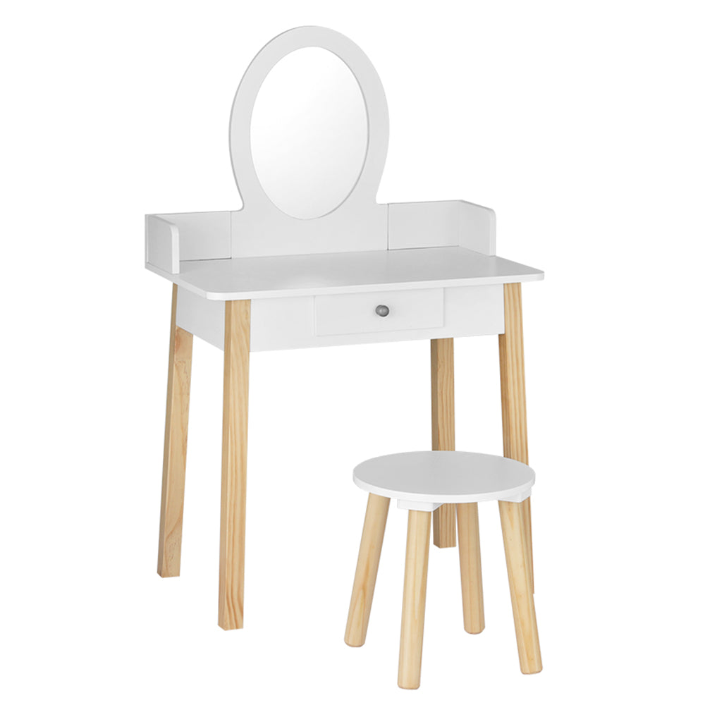 Kid's Dressers, Cupboards & Wardrobes: Keezi Kids Dressing Table Chair Set Wooden Leg Vanity Makeup Drawer Mirror