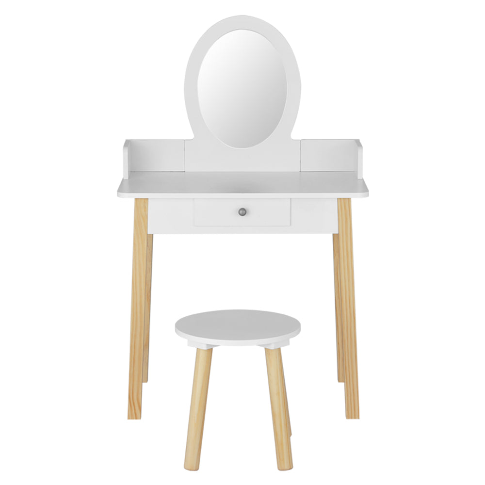 Kid's Dressers, Cupboards & Wardrobes: Keezi Kids Dressing Table Chair Set Wooden Leg Vanity Makeup Drawer Mirror