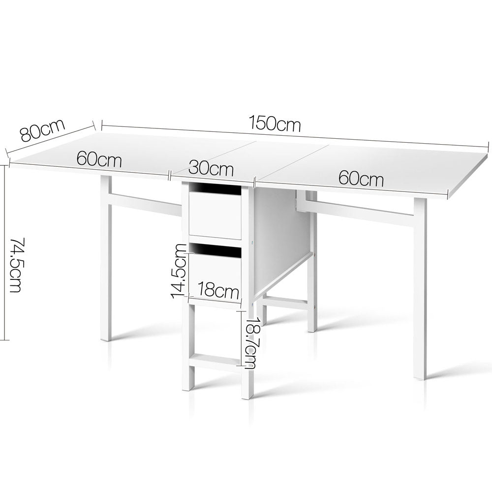 Dining Tables: Artiss Dining Table Rectangular Extendable White