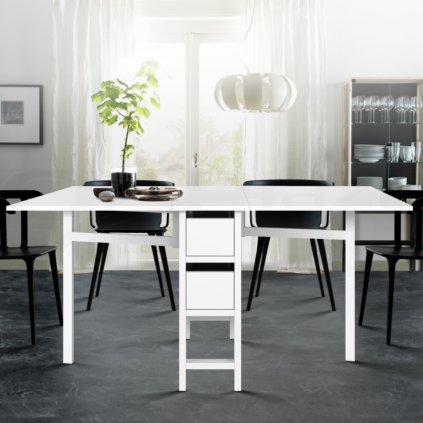 Dining Tables: Artiss Dining Table Rectangular Extendable White
