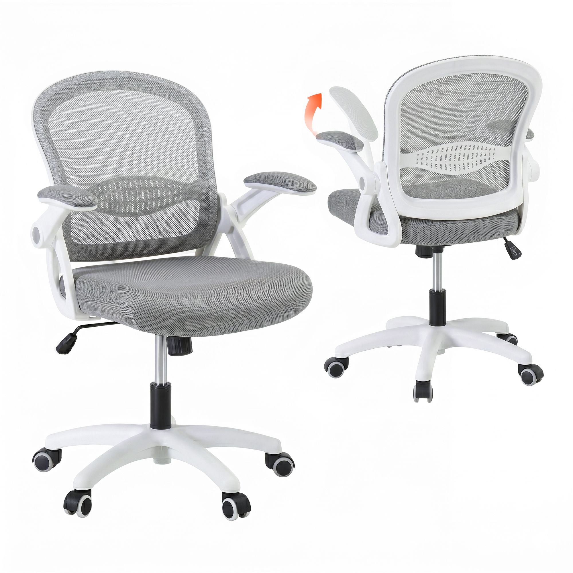 Artiss Computer Desk & Ergonomic Office Chair Set 120cm Home Office Study Desk with 3 Drawers & 3 Shelves, Mesh Computer Chair with Flip-Up Armrests