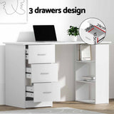 Artiss Computer Desk & Ergonomic Office Chair Set 120cm Home Office Study Desk with 3 Drawers & 3 Shelves, Mesh Computer Chair with Flip-Up Armrests