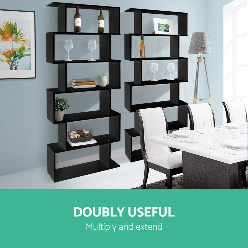 Bookcases & Shelves: Artiss Bookshelf 6 Tiers - RIVA Black