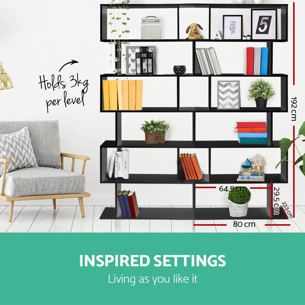 Bookcases & Shelves: Artiss Bookshelf 6 Tiers - RIVA Black