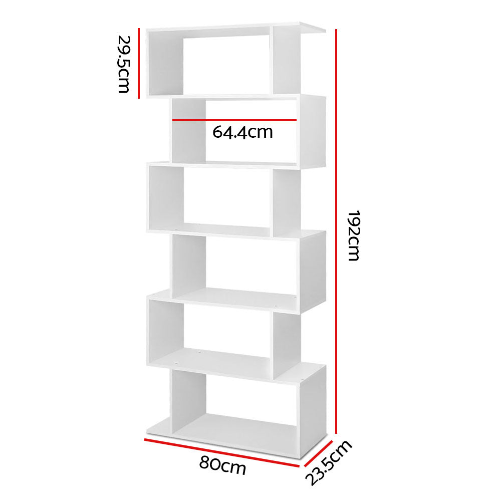Bookcases & Shelves: Artiss Bookshelf 6 Tiers - RIVA White