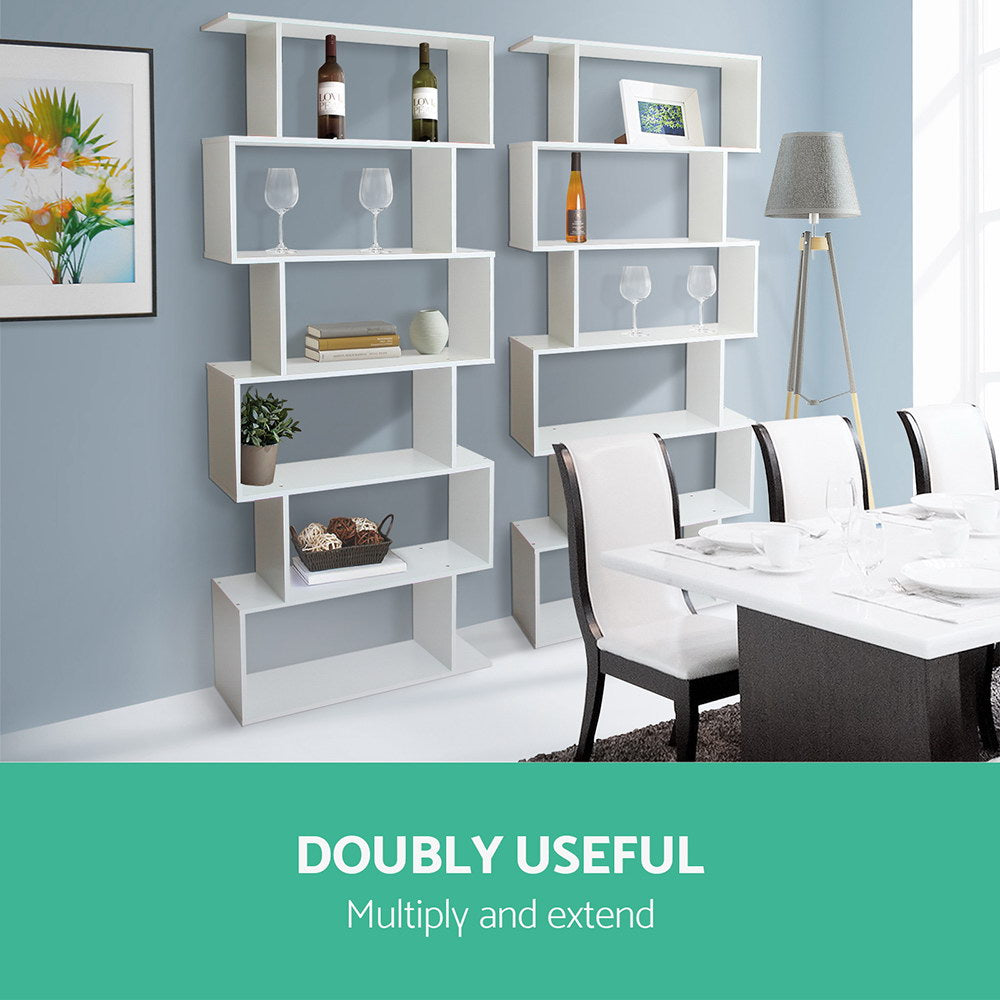 Bookcases & Shelves: Artiss Bookshelf 6 Tiers - RIVA White