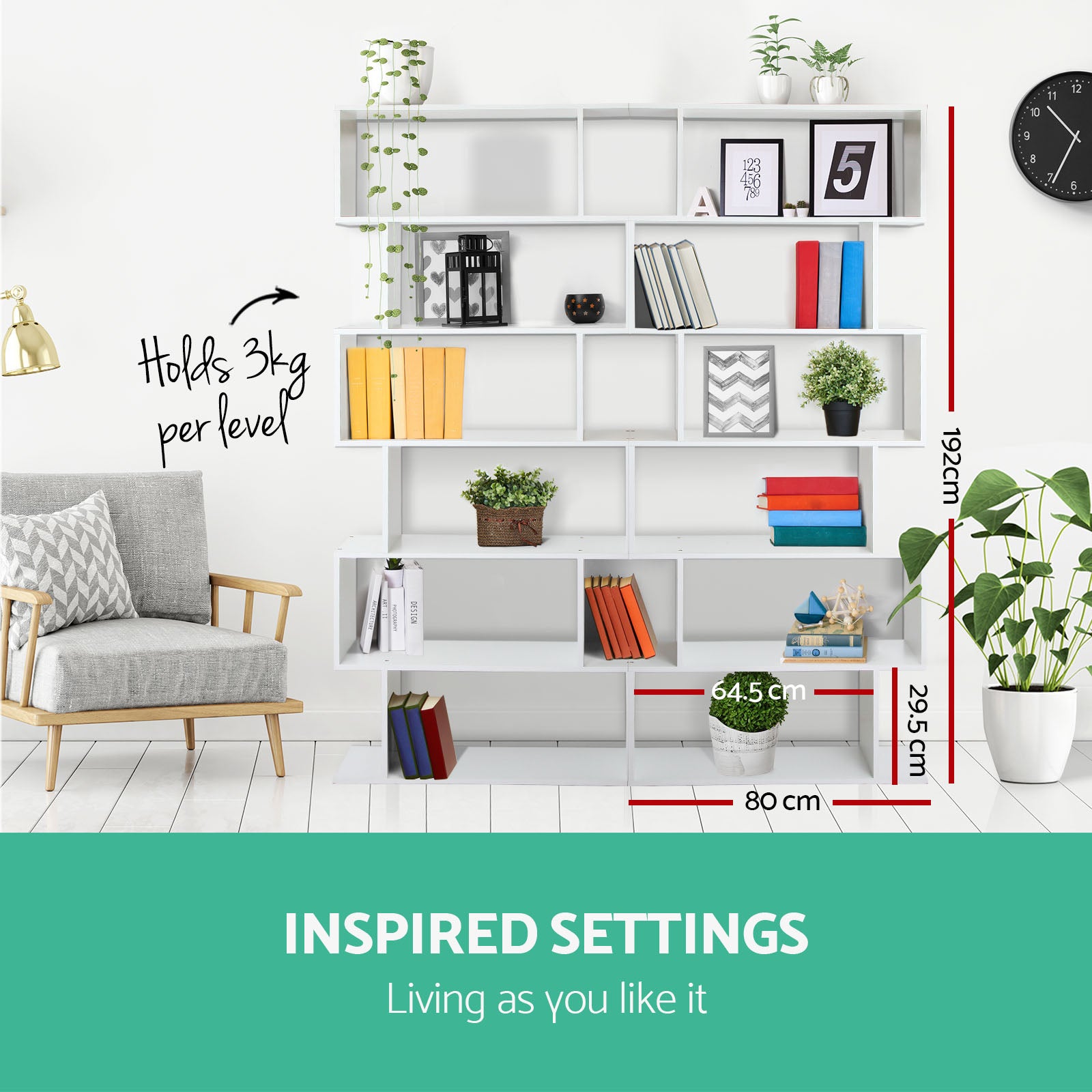 Bookcases & Shelves: Artiss Bookshelf 6 Tiers - RIVA White
