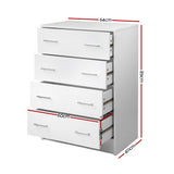 Dressers: Artiss 4 Chest of Drawers - ANDES White