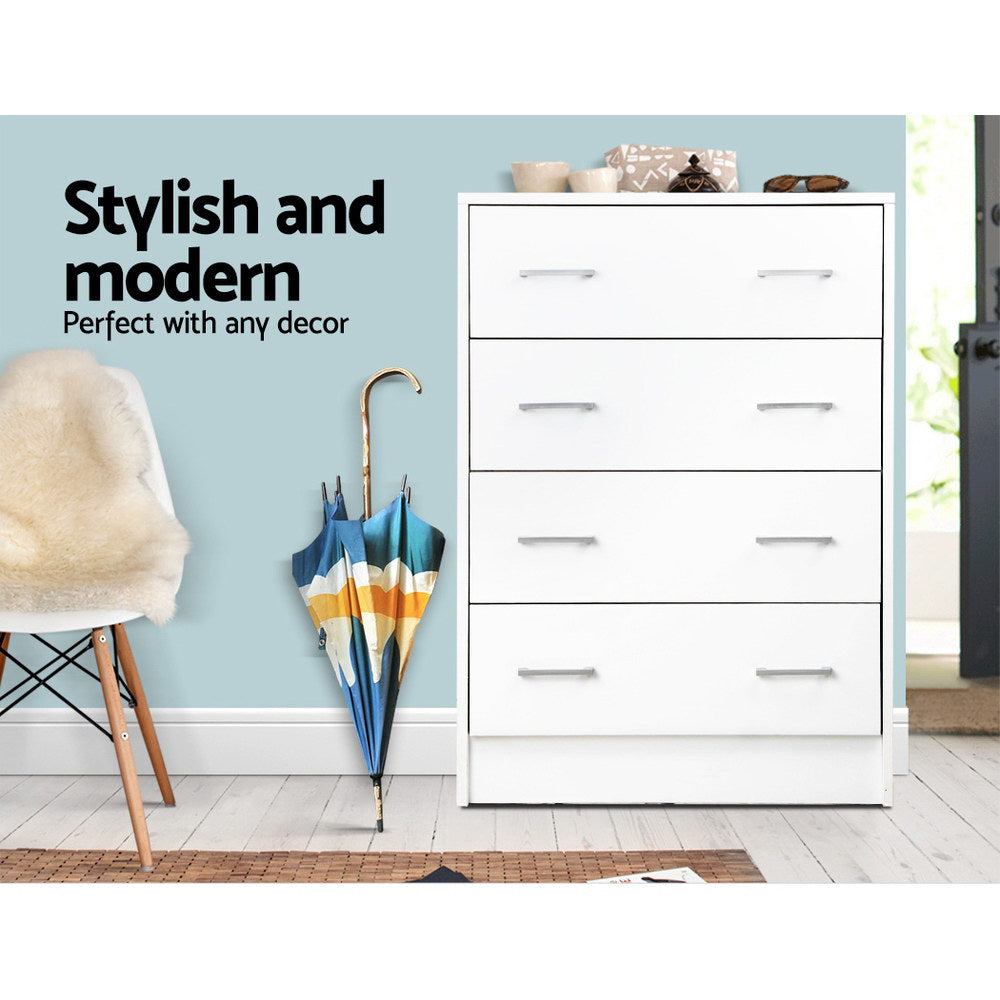 Dressers: Artiss 4 Chest of Drawers - ANDES White