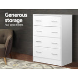 Dressers: Artiss 4 Chest of Drawers - ANDES White