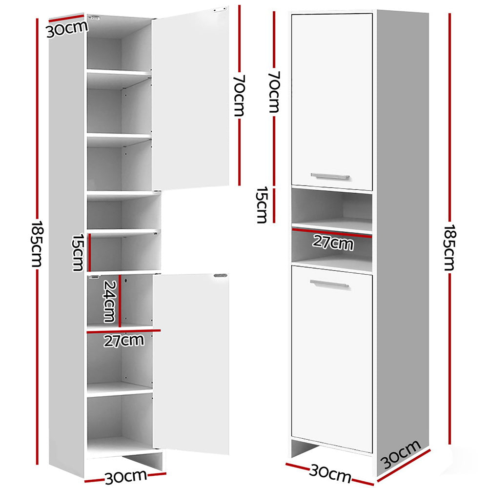 Bathroom Cabinets, Cupboards & Storage: Artiss Bathroom Cabinet Storage 185cm White