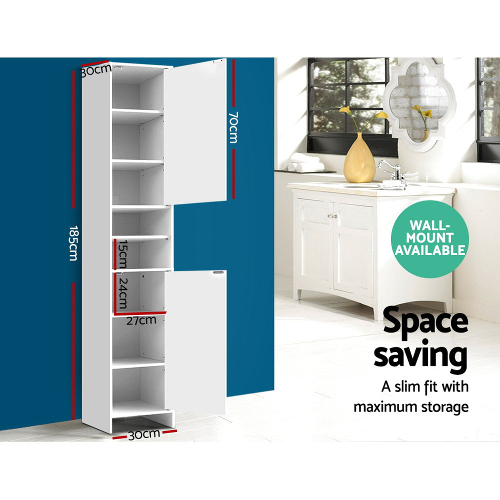 Bathroom Cabinets, Cupboards & Storage: Artiss Bathroom Cabinet Storage 185cm White