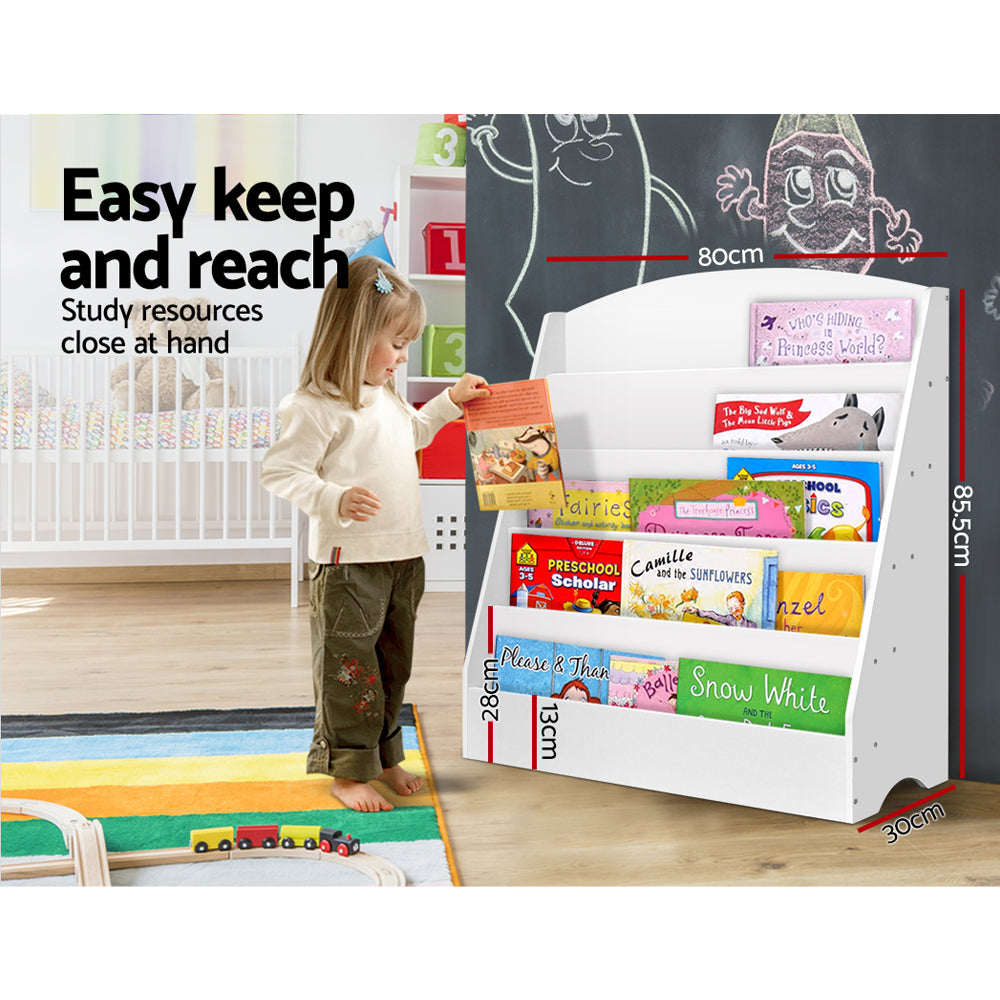 Kid's Bookcases & Shelves: Keezi 5 Tiers Kids Bookshelf Magazine Shelf Organiser Bookcase Display Rack White