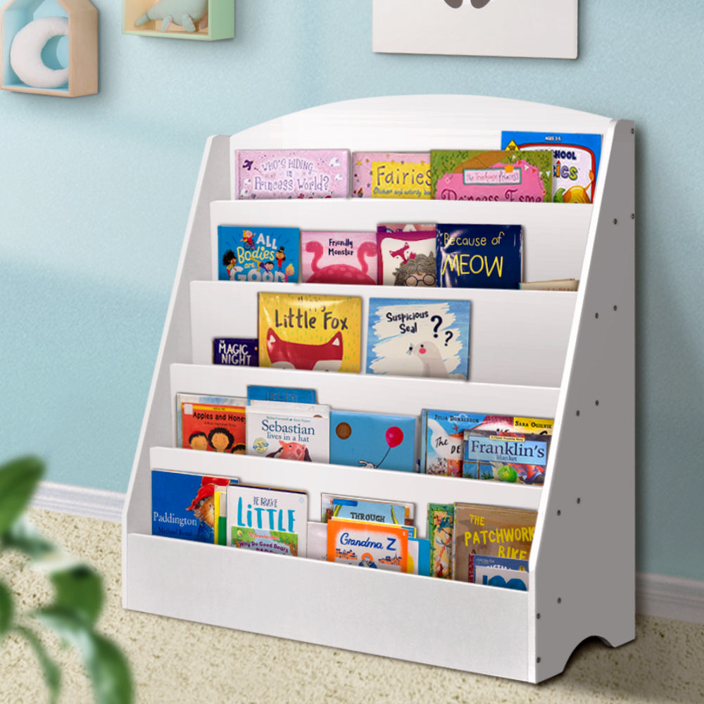 Kid's Bookcases & Shelves: Keezi 5 Tiers Kids Bookshelf Magazine Shelf Organiser Bookcase Display Rack White