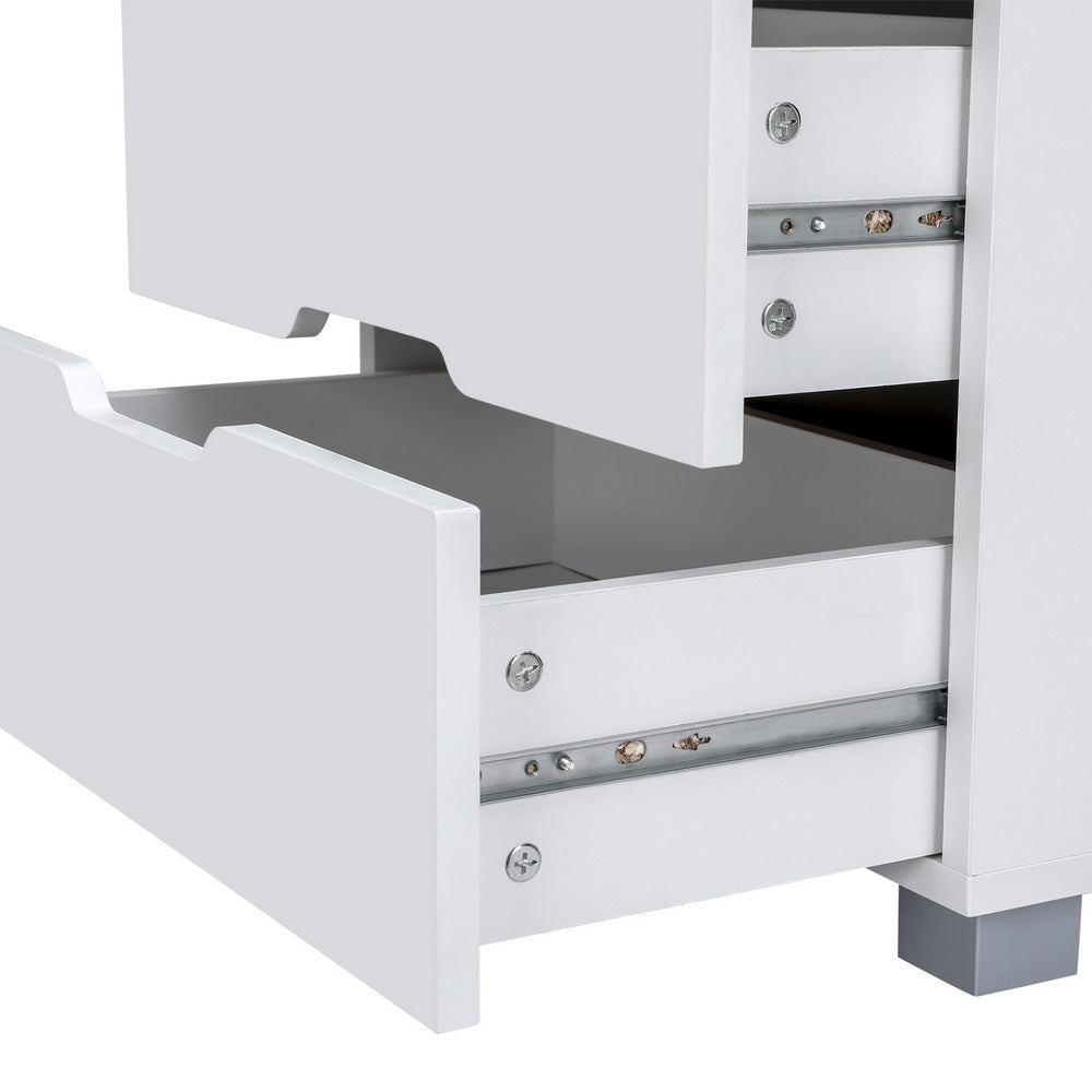 Bedside Tables: Artiss Smart Bedside Table 3 Drawers with Wireless Charging Ports LED White ADAD