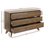 Clothing & Wardrobe Storage: Artiss 6 Chest of Drawers - XAVI Walnut