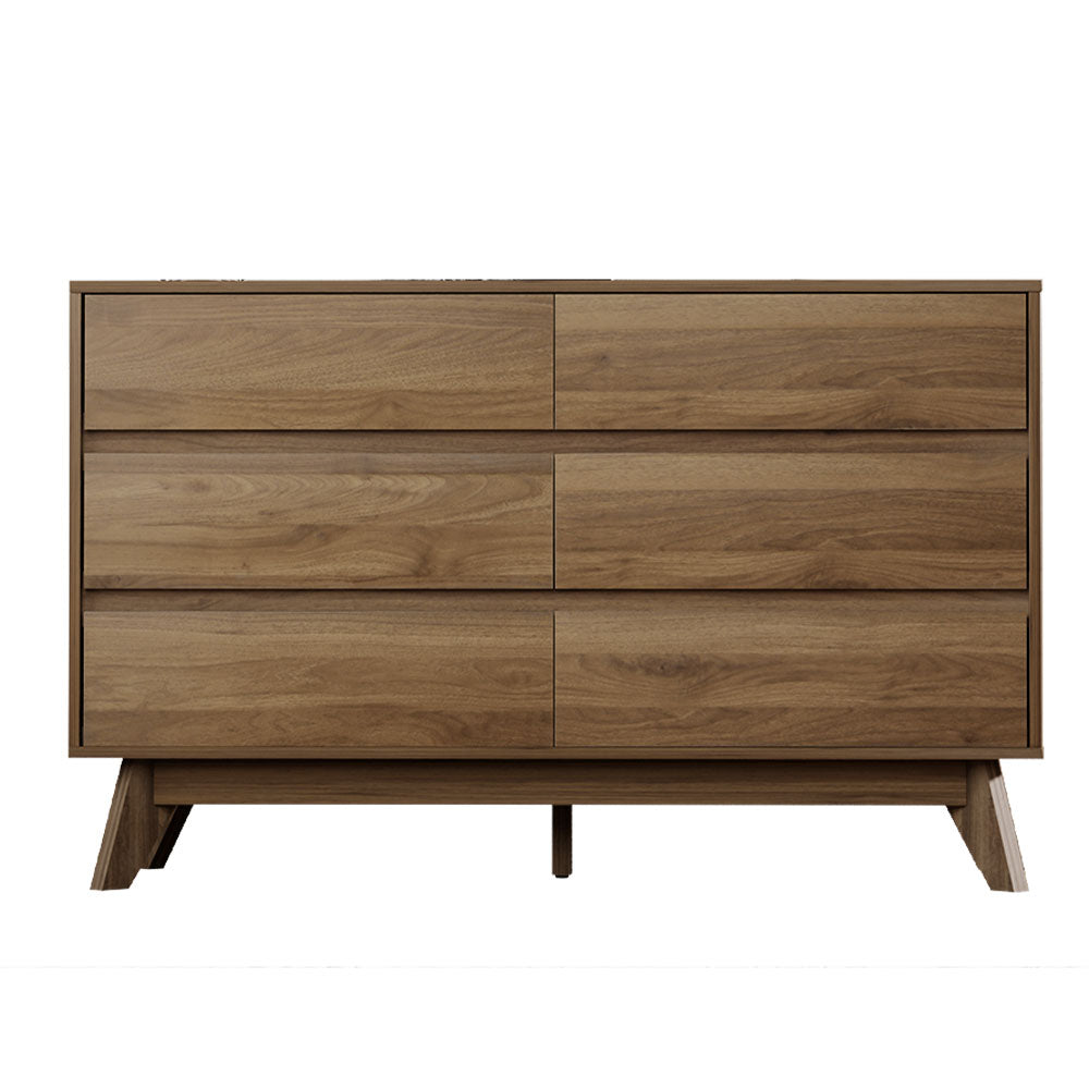 Clothing & Wardrobe Storage: Artiss 6 Chest of Drawers - XAVI Walnut